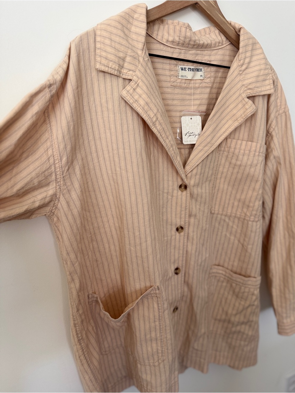 NWT — WE THE FREE Peach Striped Button-Up Long Sleeve Jacket - Picture 5 of 7